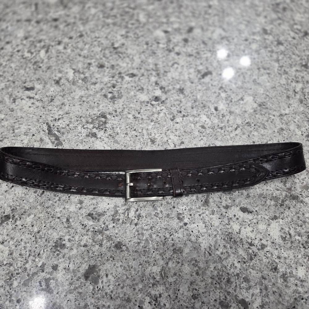 John Deere Genuine Leather Belt Men's 38-42 Brown Deer Logo